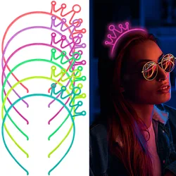 1pc Luminous Plastic Headband Glow in Dark Hairband Birthday Party Decor Baby Girls Headwear Crown Party Supplies