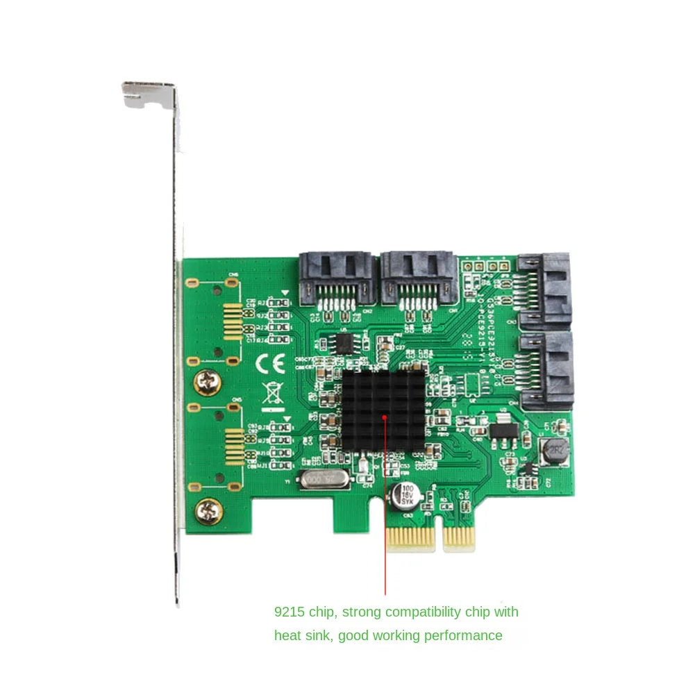 

AB97-Pcie 4-портовая карта контроллера 6G SATA 3.0 Marvell 88SE9215 Non Raid Карта расширения Pcie 2.0 X1 с низкопрофильным кронштейном