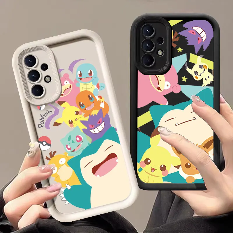 P-Pokemons Snorlaxs Pikachus Case For Samsung Galaxy A27 A57 A56 5G A37 A36 A17 A07 A26 A16 A06 A55 A52 A14 A34 Protective Cover
