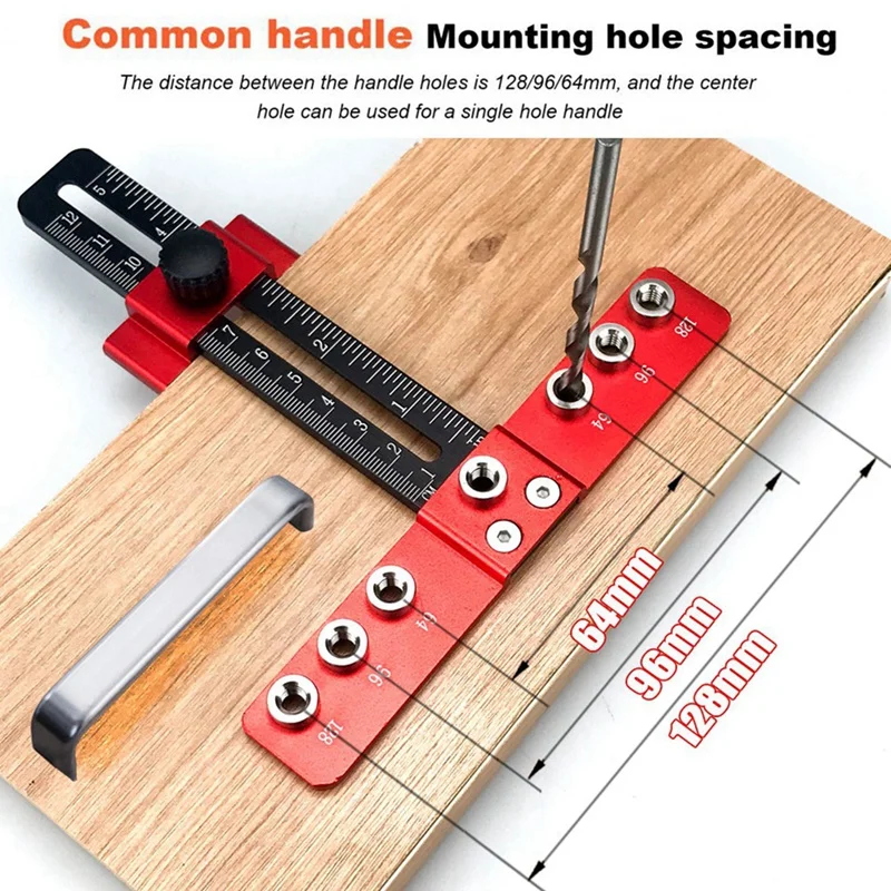 Localizzatore di punzoni strumento ausiliario per l'installazione della maniglia della porta dell'armadio del cassetto in lega di alluminio, localizzatore di fori per la lavorazione del legno