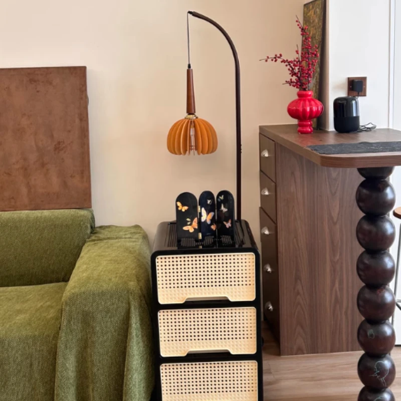 

Vintage Drawer Storage Cabinet, No-Assembly Flip Storage Box, Toy & Snack Organizer, Retro Home Storage Chest for Living Room