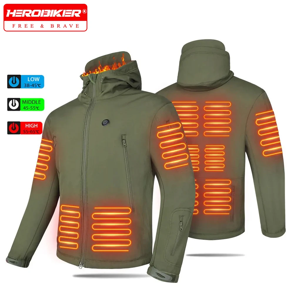 

7 Areas Heated Jacket Winter Heated Jacket USB Electric Heating Jacket Washed Warm Jacket Man Women Hiking Coat Thermal Clothing