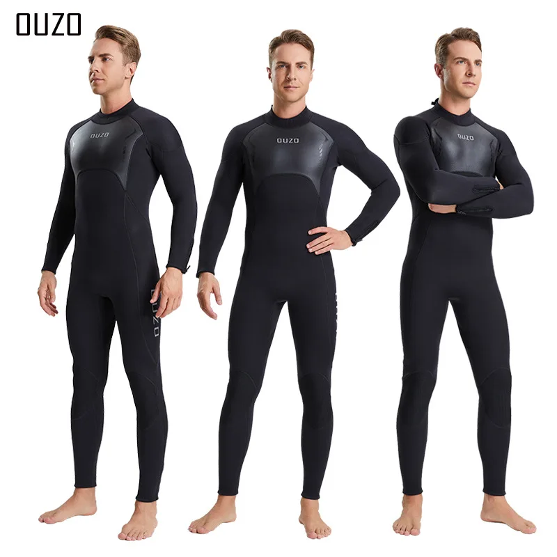 China OUZO New 3mm Long-Sleeved Jumpsuit Male Diving Surfing Fishing Hunting Viewing The Underwater World Thickened Warm Wetsuit