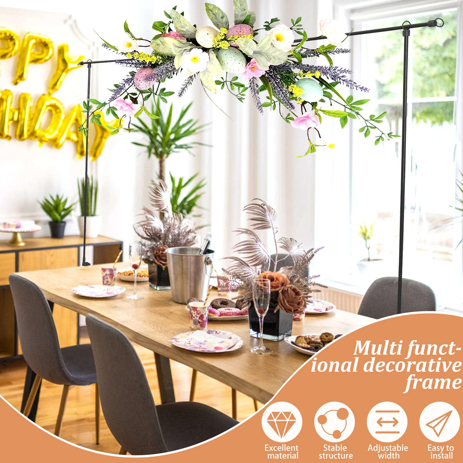Adjustable Over The Table Balloon Arch Stand, Hanging Table Rod for Wedding Birthday Party Christmas Anniversary Decorations
