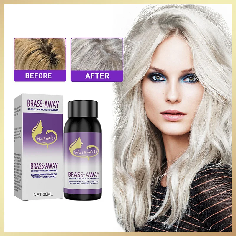 Purple Shampoo Gray Color Fixing Lasting Hair Dye Shampoo Blonde Cover Gray Hair Fade Yellow After Bleach Non-irritating Shampoo