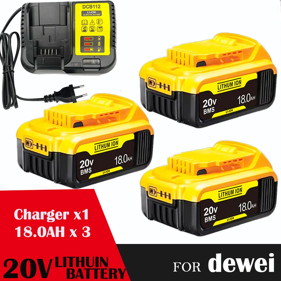 Voor DeWALT Originele Batterij 20 V 18.0Ah MAX FlexVolt voor DCB606 DCB205 DCB206 DCB209 DCB182 Power Tool met Lader 3 verkocht
