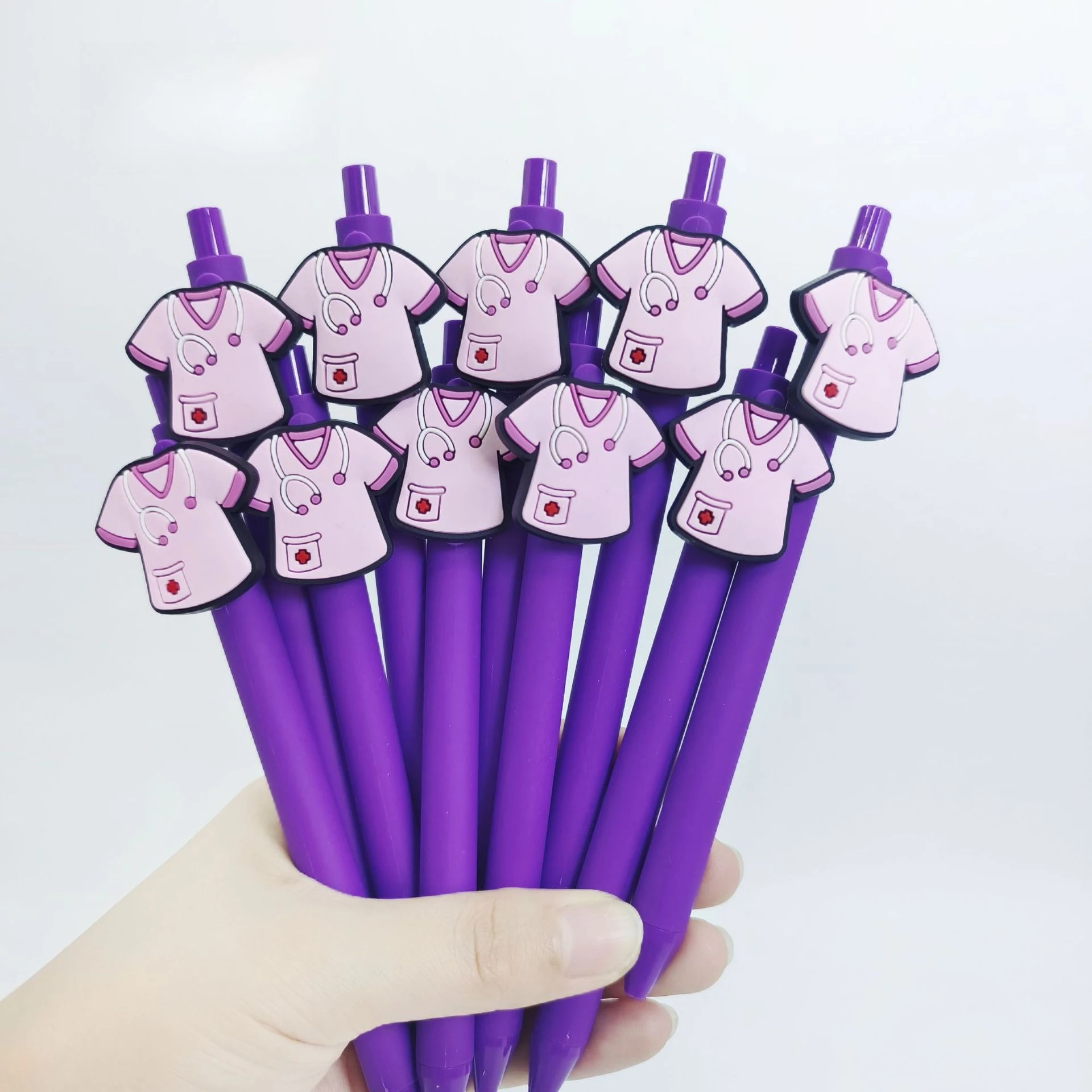 جديد عملي وبسيط الملابس الطبية تصفيف قلم حبر جاف الأرجواني سلسلة الصحافة هدية القلم طالب الكتابة هدية طبية القلم #1