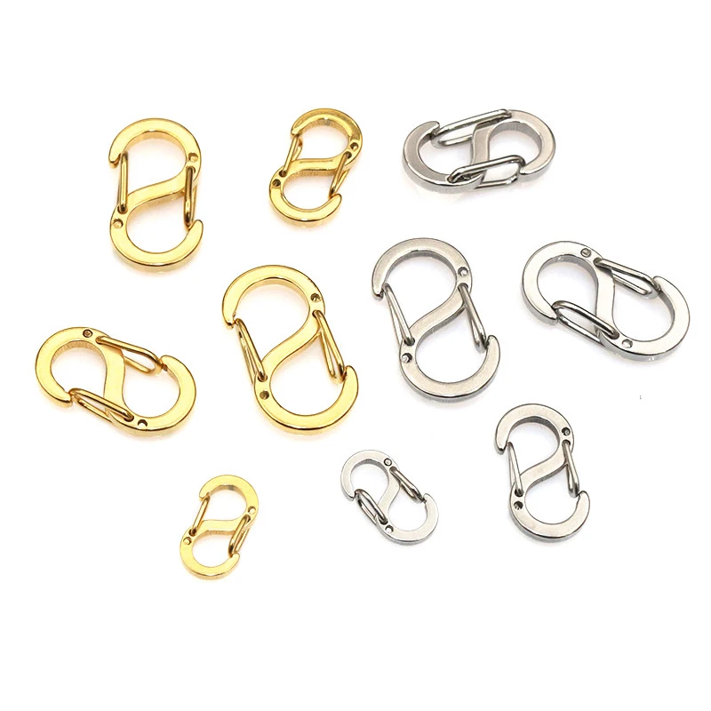 10pcs Stainless Steel S Lock Double Opening Shortener Clasp Necklace Clasp Closures Bracelet Connector Clasps DIY Jewelry