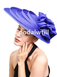 Kobiety kościół ślub duży kapelusz z fascynatorem moda duży kwiat nakrycie głowy Fascinator panie elegancka impreza Royal Ascot Millinery Cap