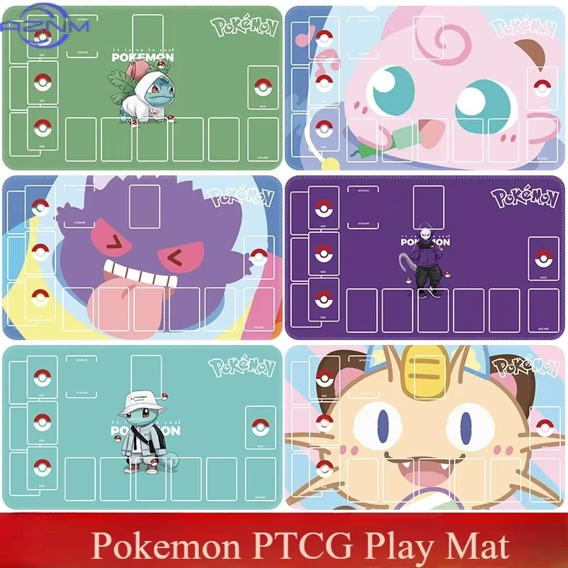 Pokemon Cute Monster TCG Playmat Multiple Cartoon Creature Art With Battle Zones Non Slip Rubber Trading Card Game Mat