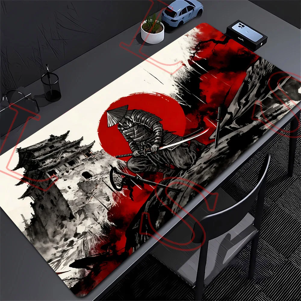 Samurai Warrior Mouse Pads Pc Gamer Computer Accessories Keyboard Table Mats Black Mousepad Company Gaming Laptop Desk Accessory