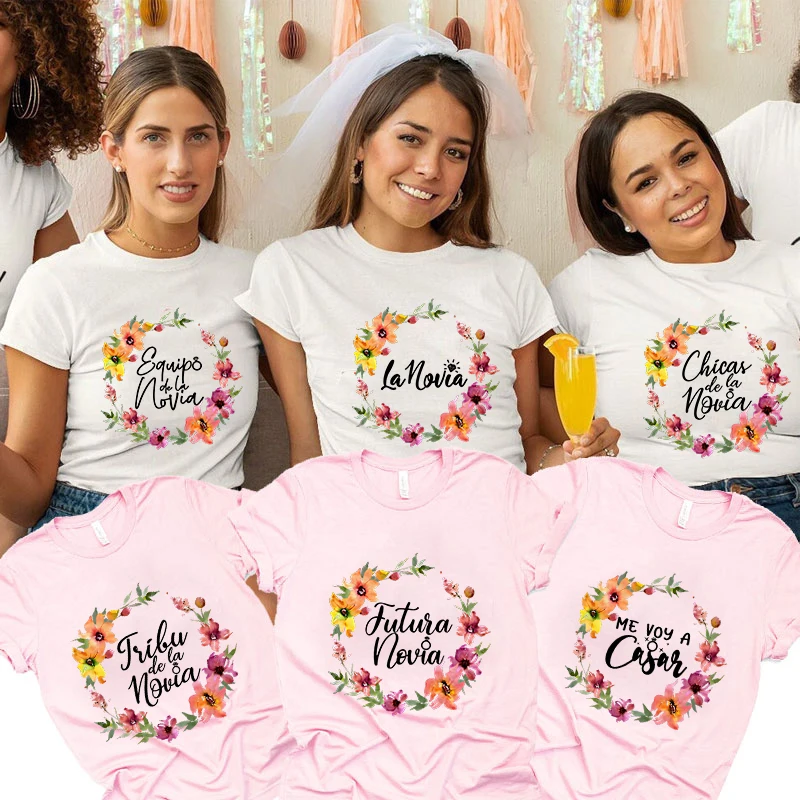 Team Bride Y2k Tops Spanish Women Bachelorette Party Tee Shirt  Future Bride Casual Short Sleeved Bridal Shower Wedding T-shirt