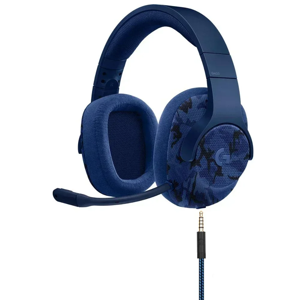 سلك تمديد كابل بديل لوجيتك g433 ، g233 ، g pro ، x ، مع ميكروفون ، مشبك التحكم في مستوى الصوت