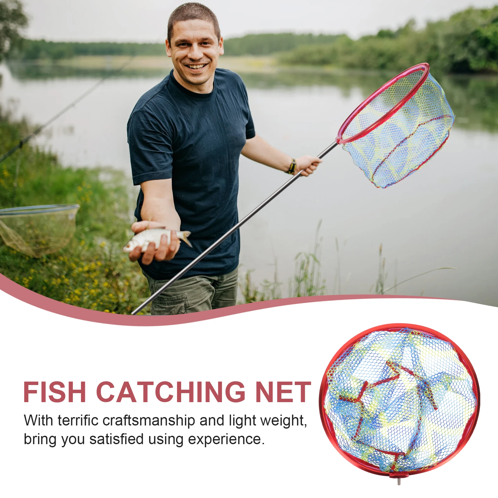 

Fishing Net Copy Head Foldable Mesh Portable Lightweight Replacement Net Fish Catching Tool for Salt Fresh Water Beginner