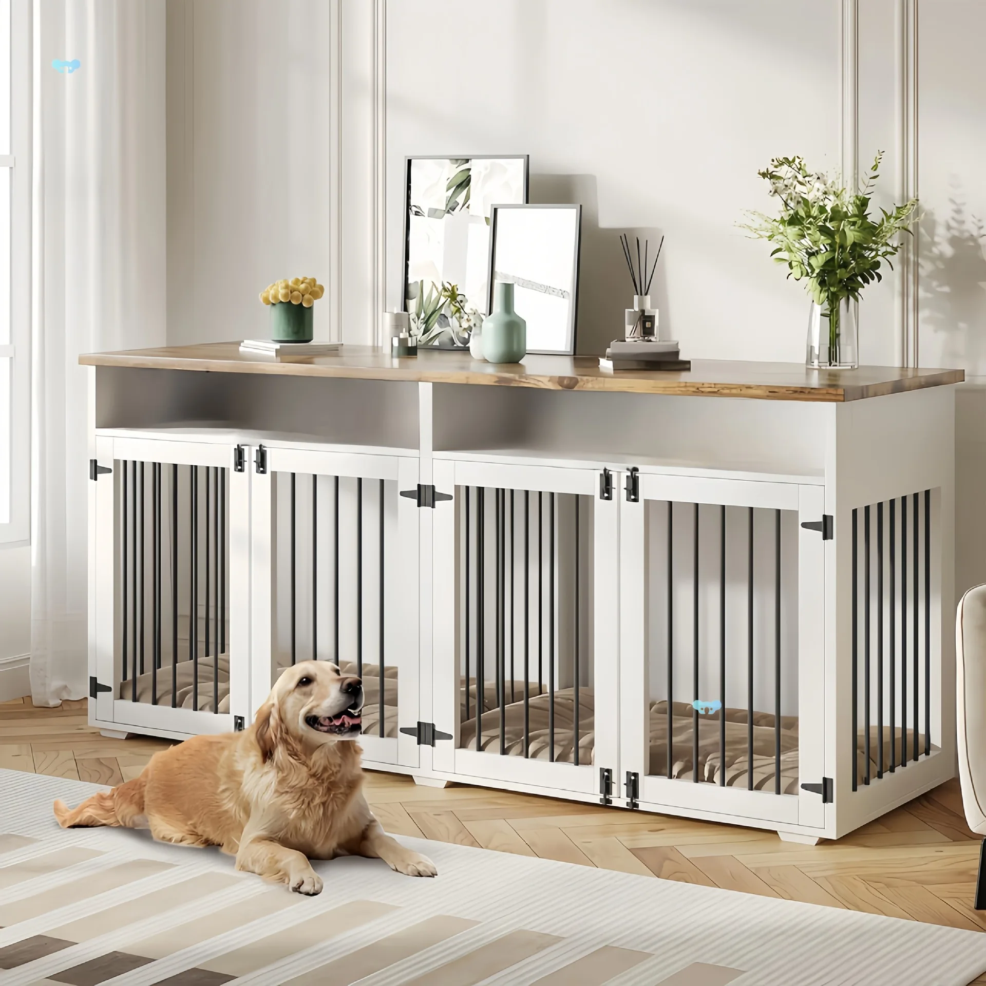 

Dog cage, for pets, family, modern, minimalist, casual, large dog, large area