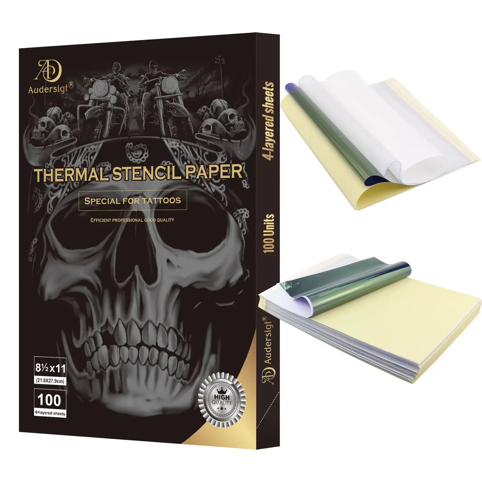 

Audersigt 100 Sheets Silver Label Tattoo Transfer Paper A4 Size, Thermal Copier Template Paper for Thermal Copier Template Paper