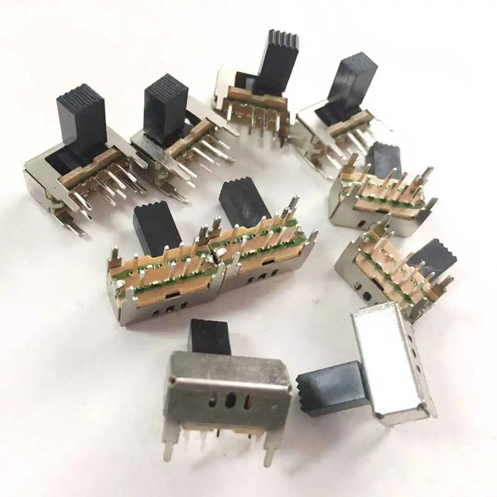 High-quality 10Pcs SK-23D04(2P3T) slide switch handle height  9MM  3-position toggle switch 4 fixed feet 8-foot horizontal