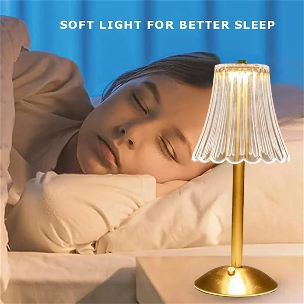 LED Table Lamps 3 Color Touch Dimming Night Light USB Rechargeable Cordless Atmosphere Bedroom Bedside Reading Lamps Decor Light