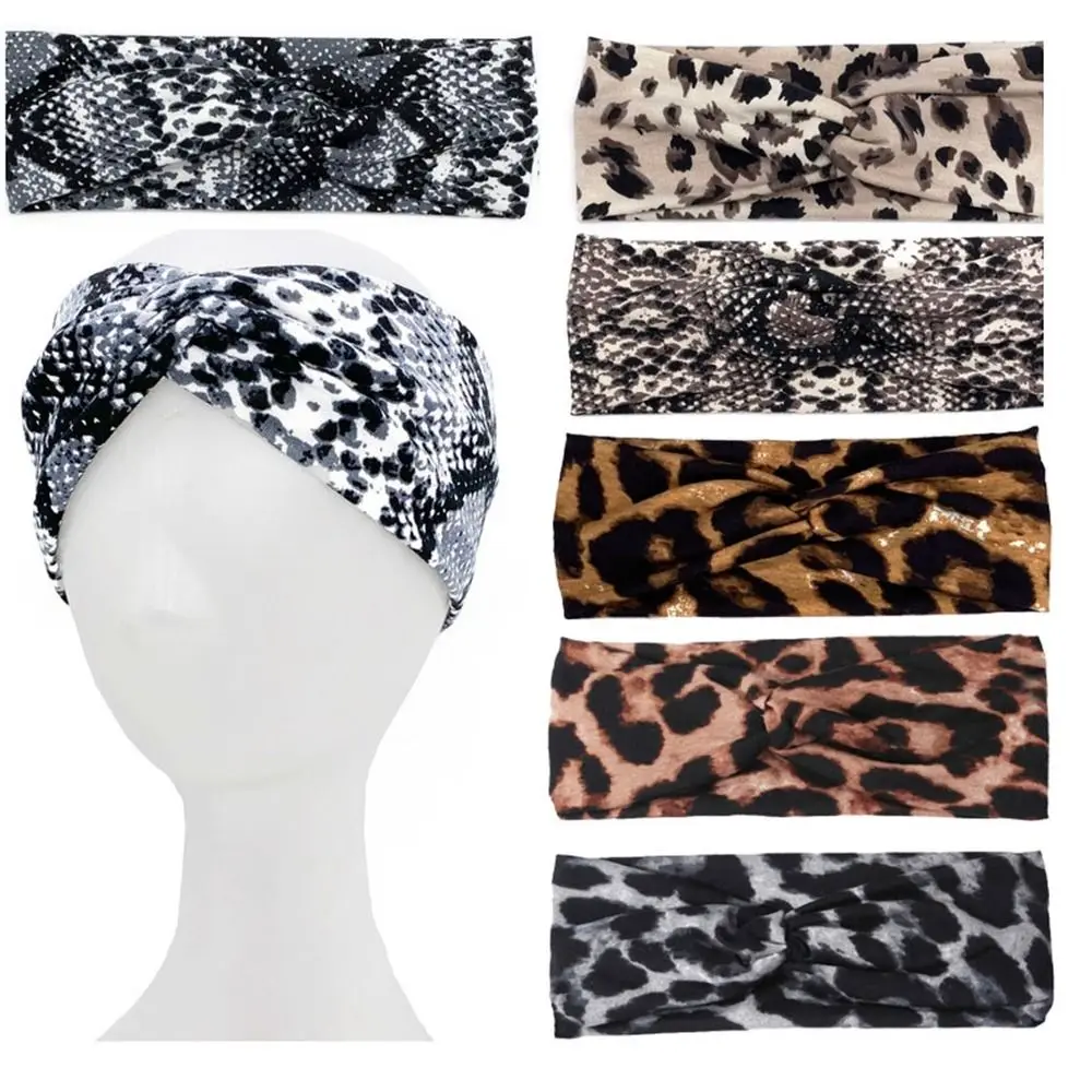 New Cloth Cross Hairbands Leopard Elastic Serpentine Hair Bands Serpentine Handmade Hair Bands Women Girls