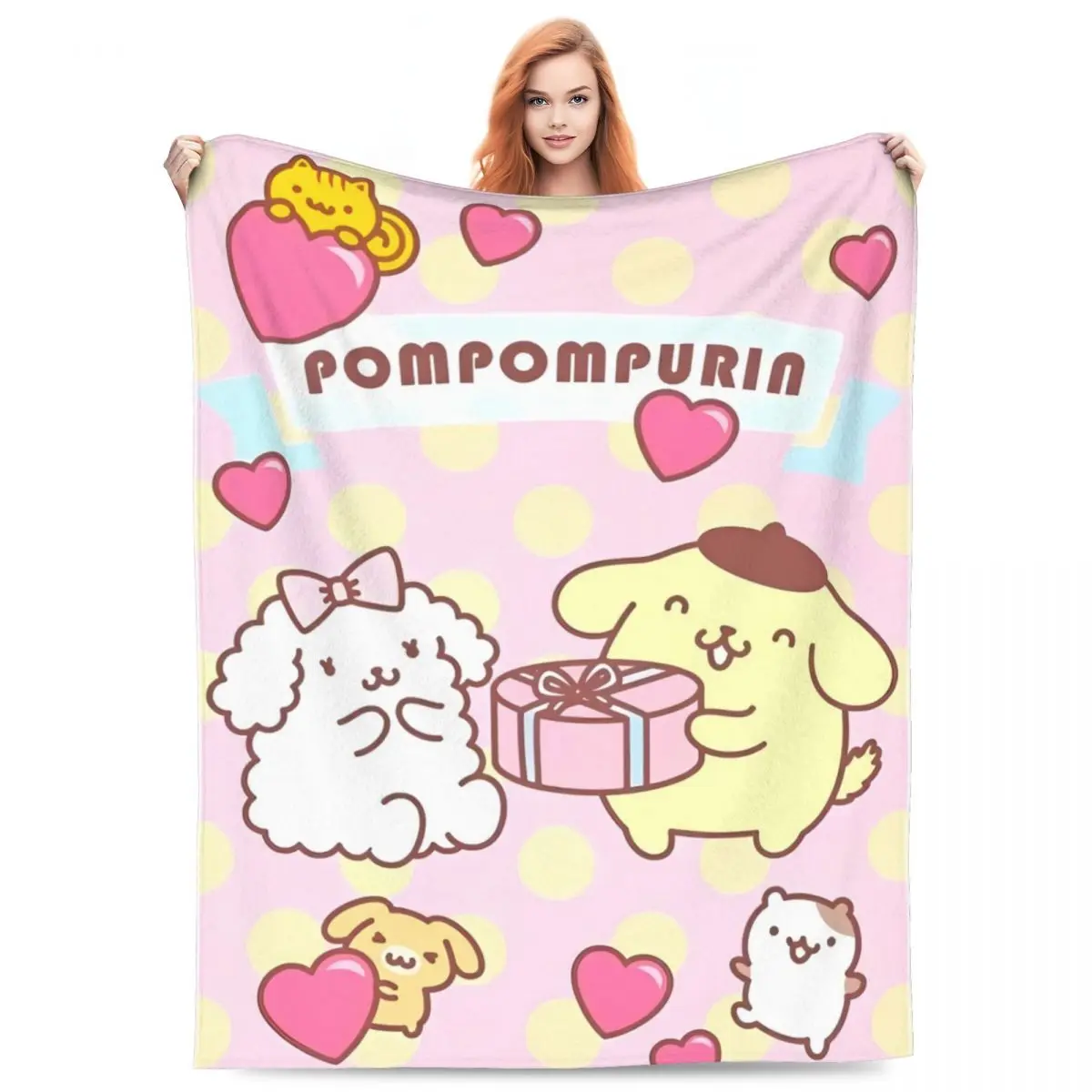 Pom Pom Purin Miniso Blankets Quality Super Soft Throw Blanket Winter Travel Office Picnic Couch Chair Aesthetic Bedspread