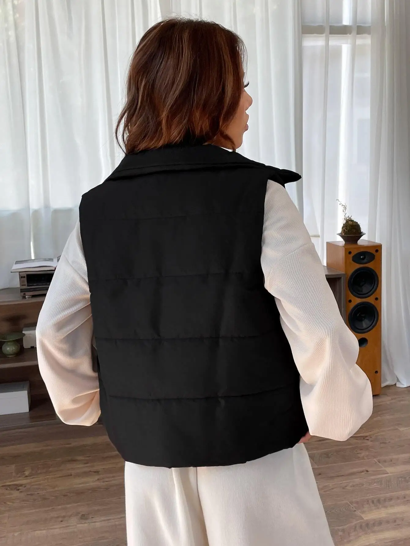 Effen casual vest met ritssluiting, winterjas