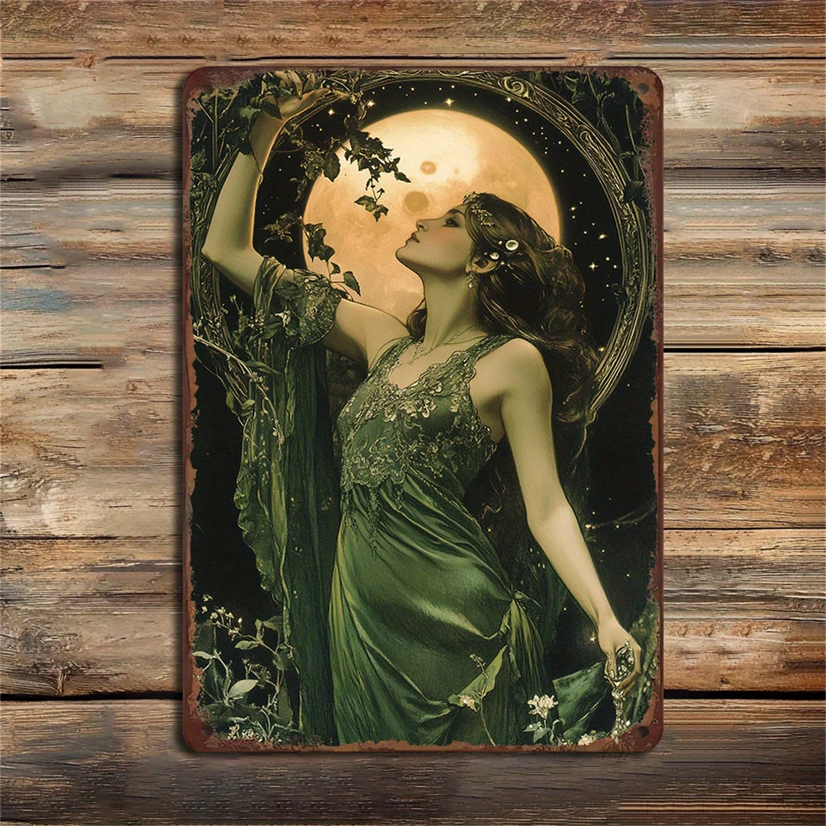 1PC Vintage Fairy และ Moon ป้ายเหล็ก 8x12 นิ้ว Vintage Wall Art ตํานานตัวละครตกแต่งแผ่นเหมาะสําหรับของขวัญตกแต่งบ้าน