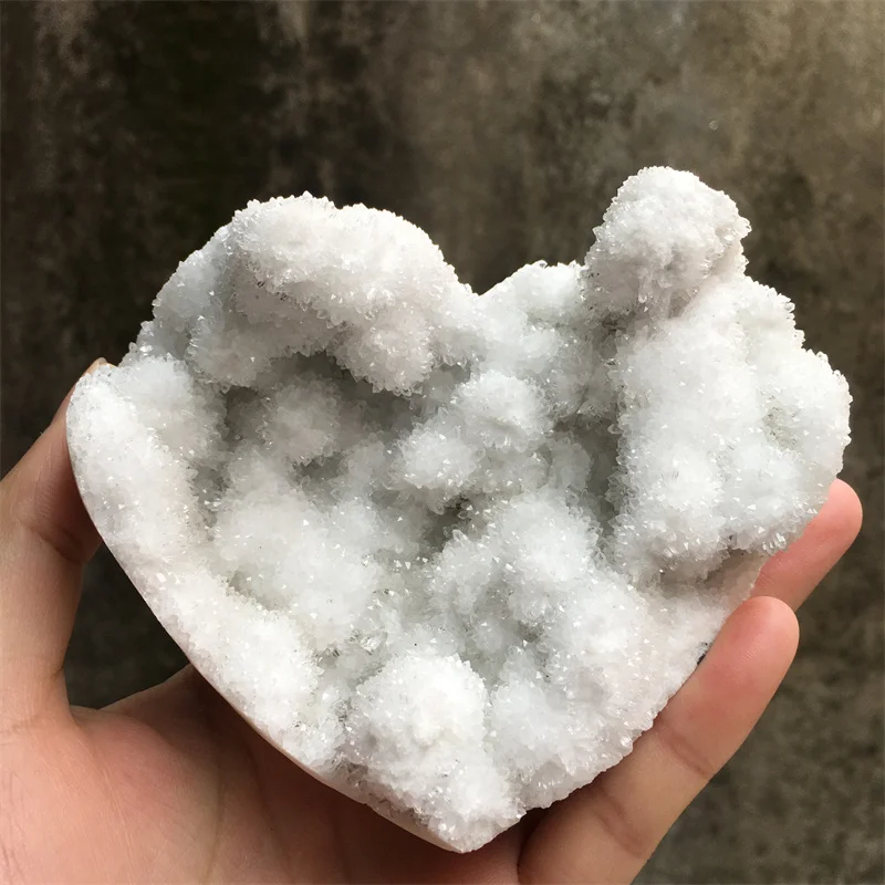 435g Natural Stone Crystal Quartz Geode Cluster Heart Desk Room Decor Feng Shui Ornaments Display Reiki Healing Crystals