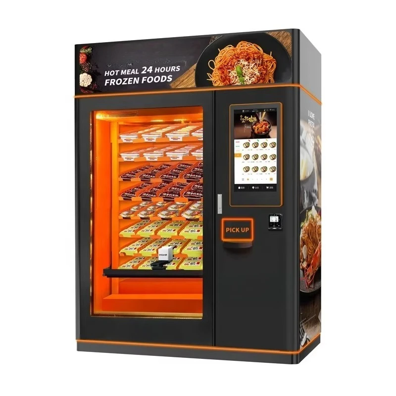 Geavanceerde 24-uurs zelfbedieningsautomaat voor warme maaltijden, professioneel smart touchscreen, volledig geautomatiseerd, pizza en brood.