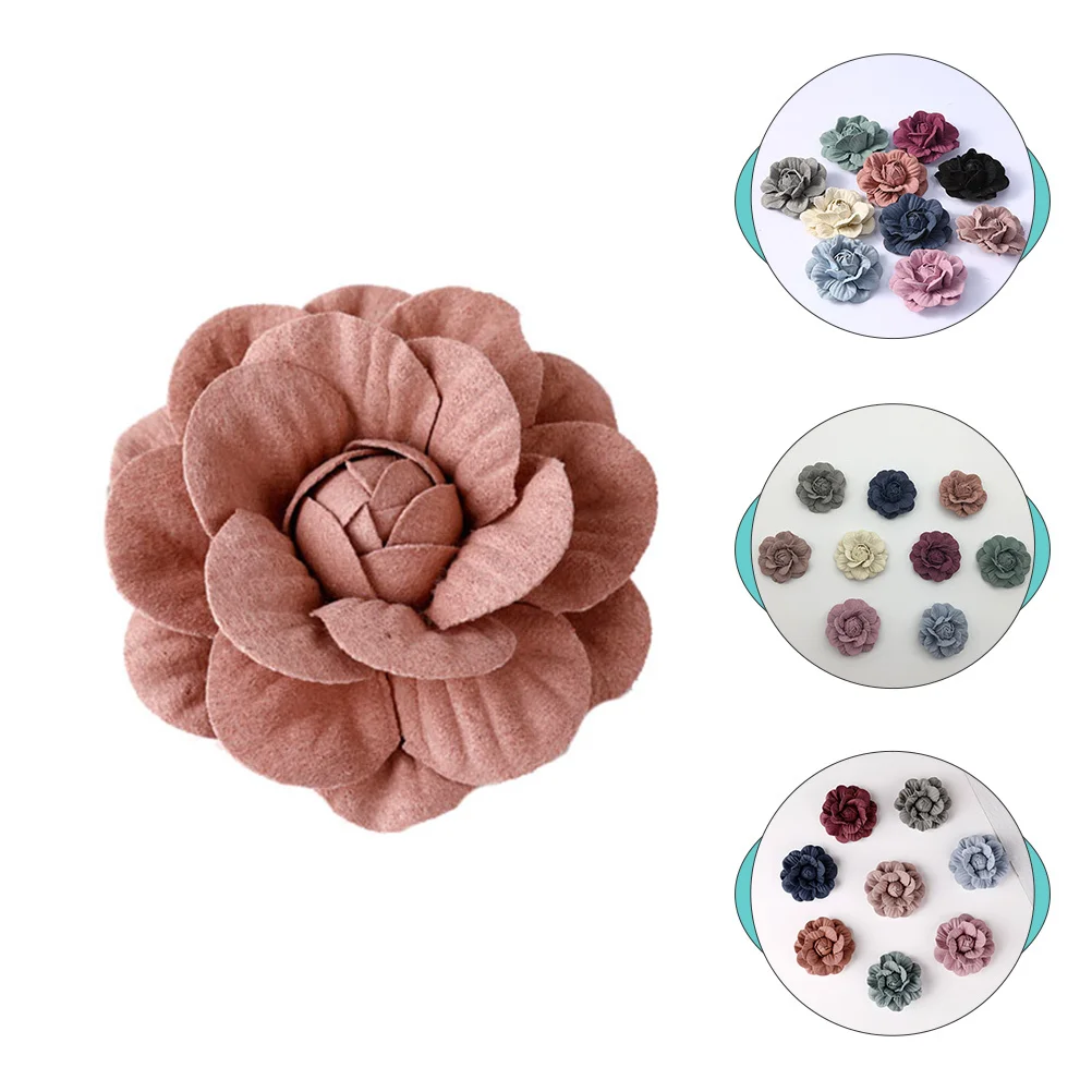 

10pcs Camellia Flower Clothes Decor Microfiber Diy Decors For Clothing Hats Bags Repair Floral Accessories Headwear Hair