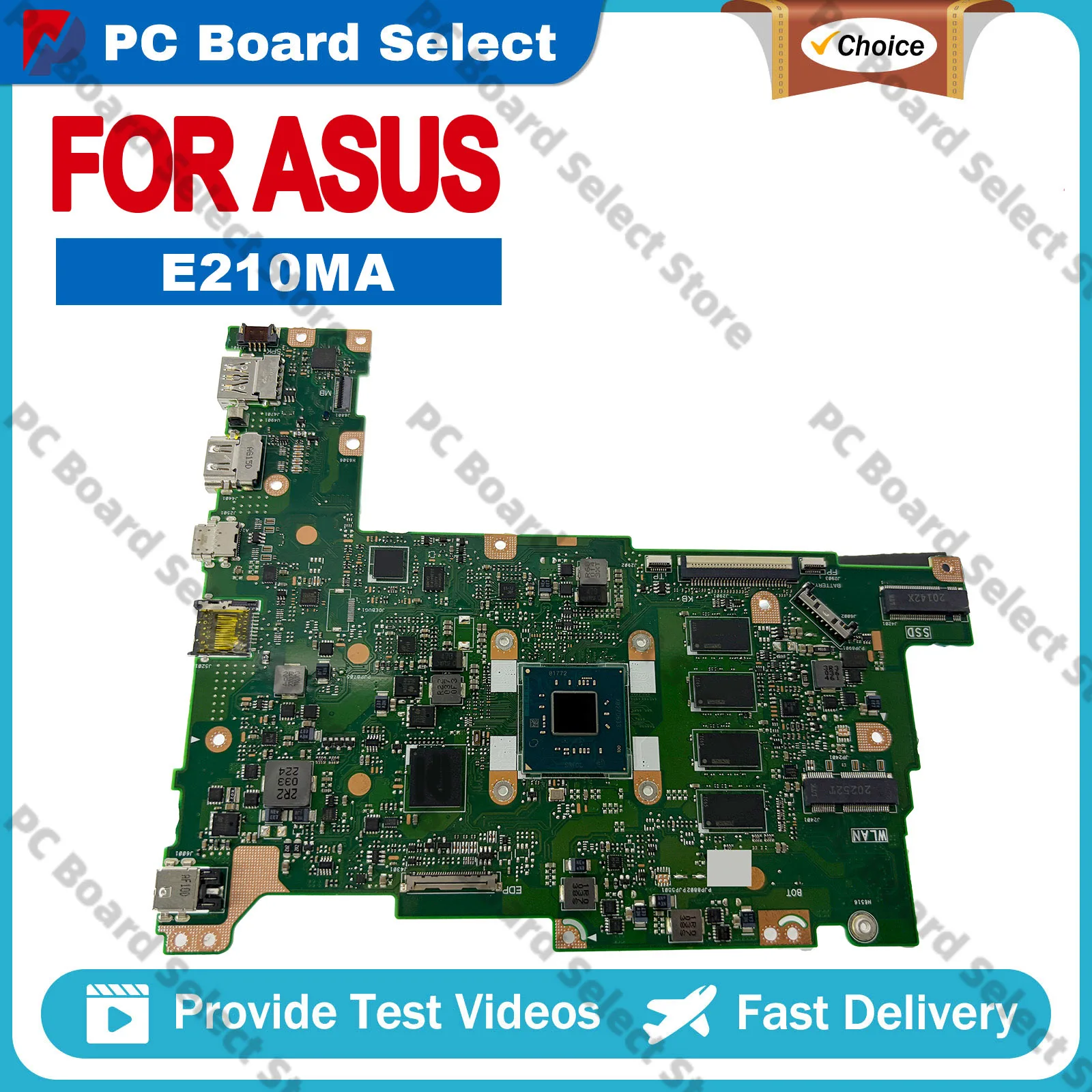 

E210M E210MA Laptop Motherboard For ASUS EeeBook E210MA E210MAB Notebook Mainboard With Celeron CPU 100% tests OK fast shipping