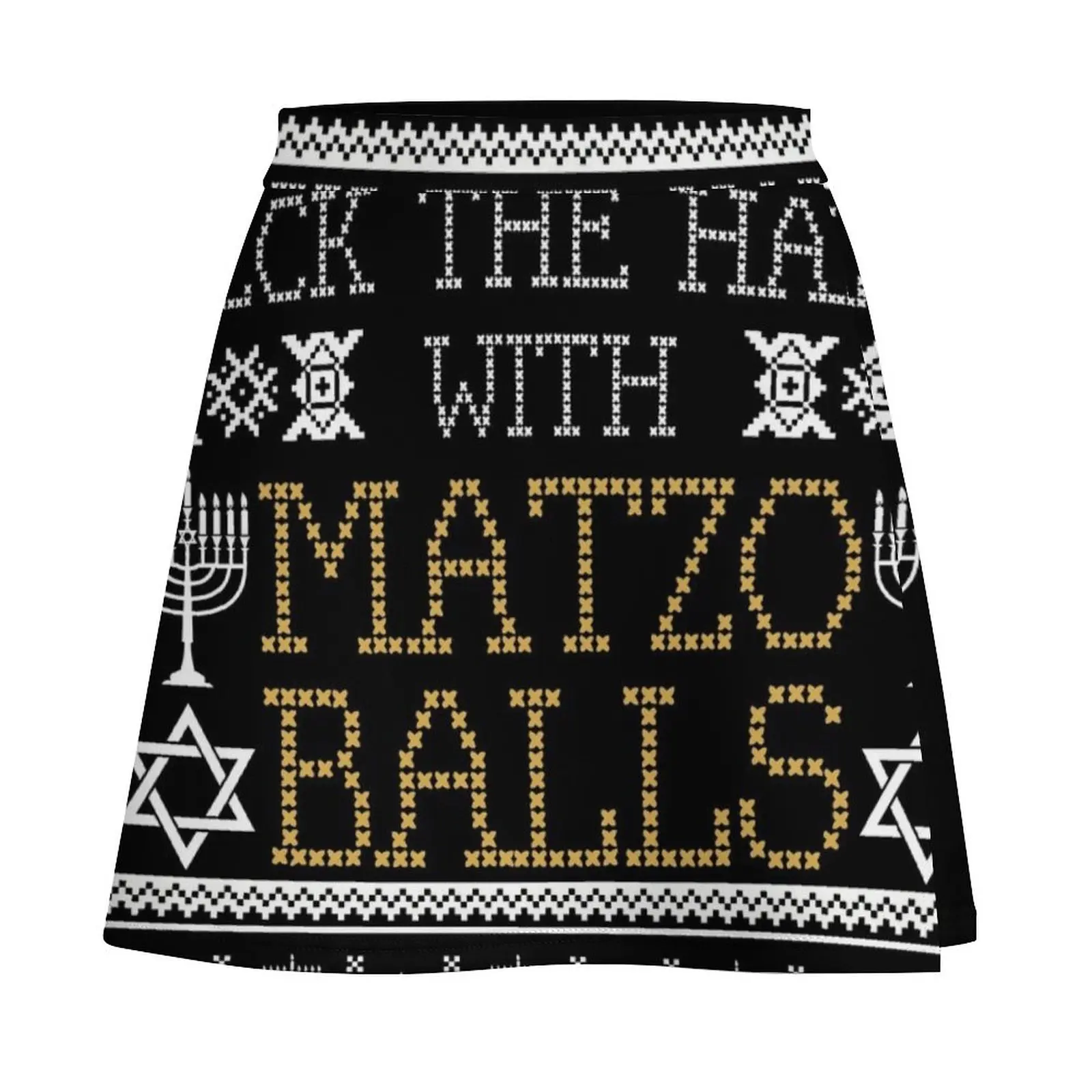 Deck The Halls With Matzo Balls Ugly Hanukkah Sweater Mini Skirt korean skirt skirt for woman shorts