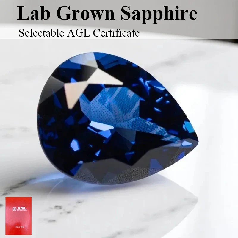 

В лаборатории выращенный сапфир грушевидной огранки королевский синий VVS1 искусственный драгоценный камень для подвесок Diy изготовление ювелирных изделий серьги кольцо на выбор Ce