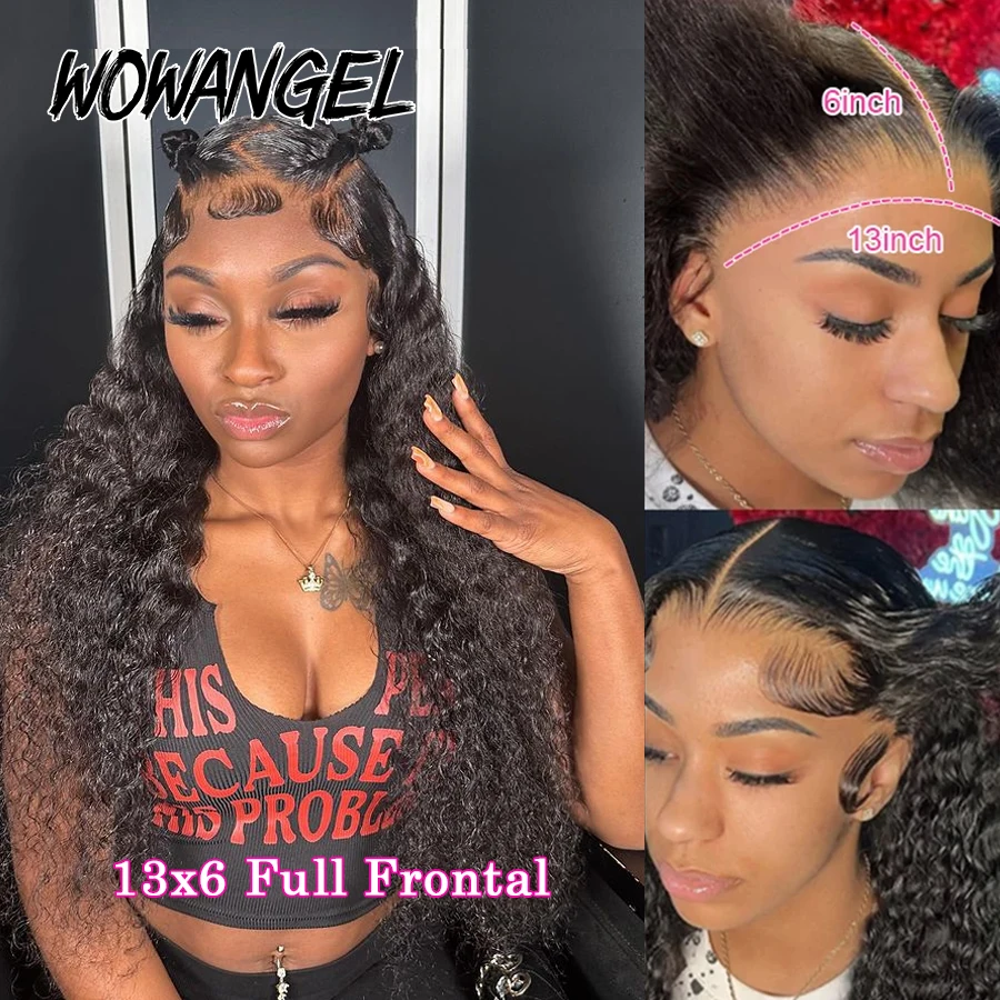 Wow Angel 250% HD parrucca del merletto 13x6 parrucche dell'onda dell'acqua dei capelli umani 13x4 Full Frontal Lace Melt Skins parrucche ricci Pre pizzicate per le donne