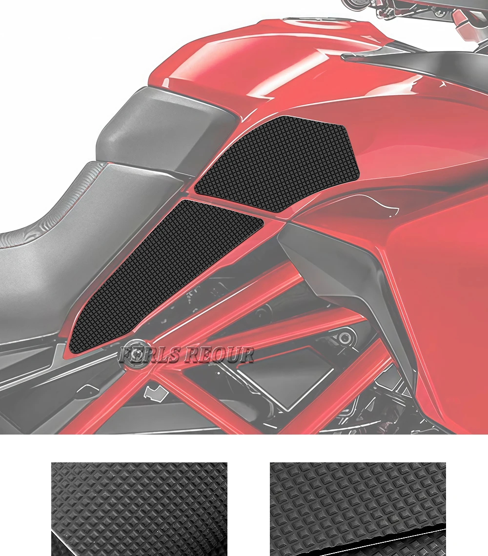 Soft rubber fuel tank protector for Ducati 2015-2016 motorcycles, providing anti-slip and scratch protection.