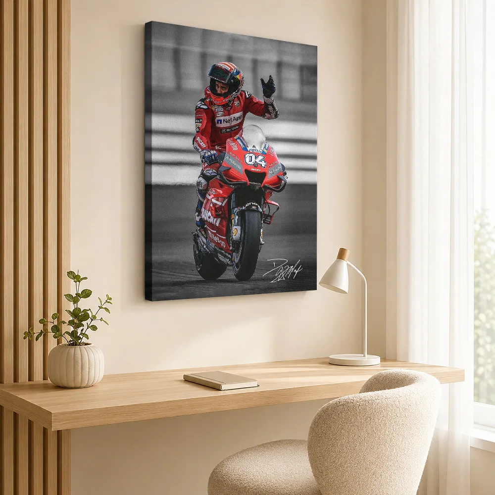 Andrea Dovizioso MotoGP Rider Victory Canvas Poster Bold Action Design Wall Art With Customized Photo For Garage Ideal Fan Gift