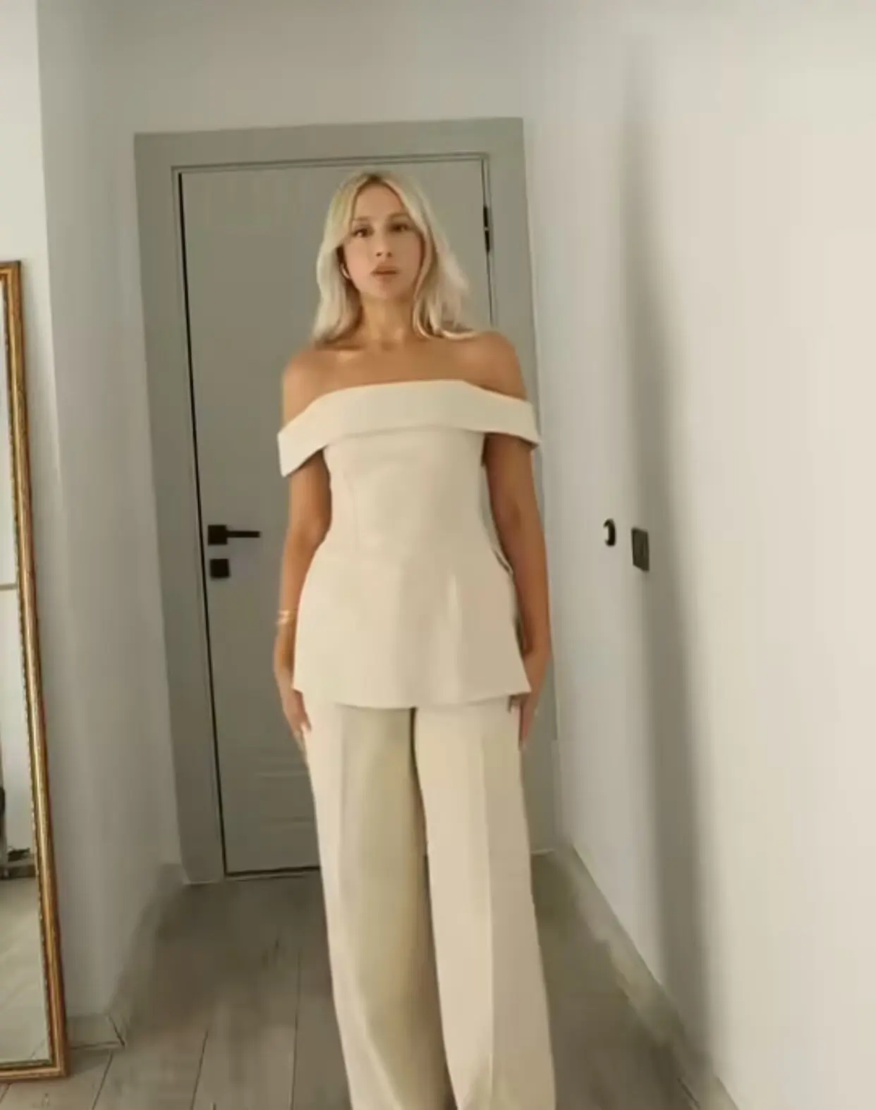 Side Split Off-Shoulder Top Pants Women's Set