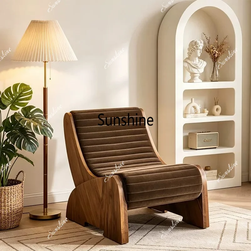 Medieval solid wood single sofa chair living room leisure chair reception negotiation chair