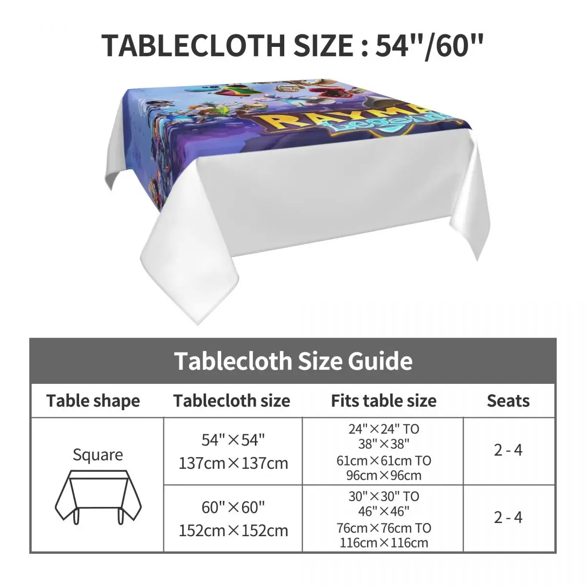 ألعاب كرتونية Rayman Legends مفرش طاولة مربع مقاوم للماء مفرش طاولة مقاوم للزيت لأحداث المطبخ غطاء طاولة الطعام