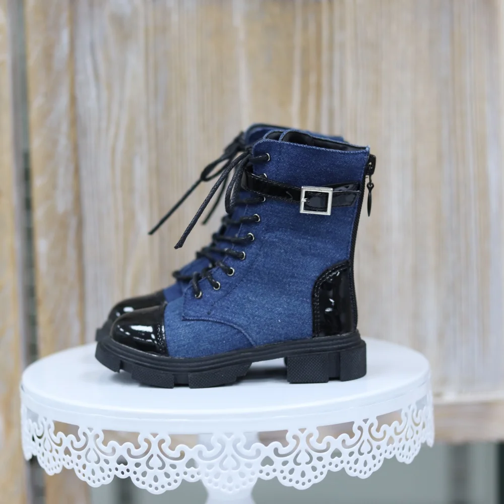 

Обувь для куклы BJD ID75, красивые синие, черные кожаные ботильоны на толстой подошве с квадратной пряжкой для мальчиков и девочек, винтажные ботильоны на шнуровке, аксессуары для кукол