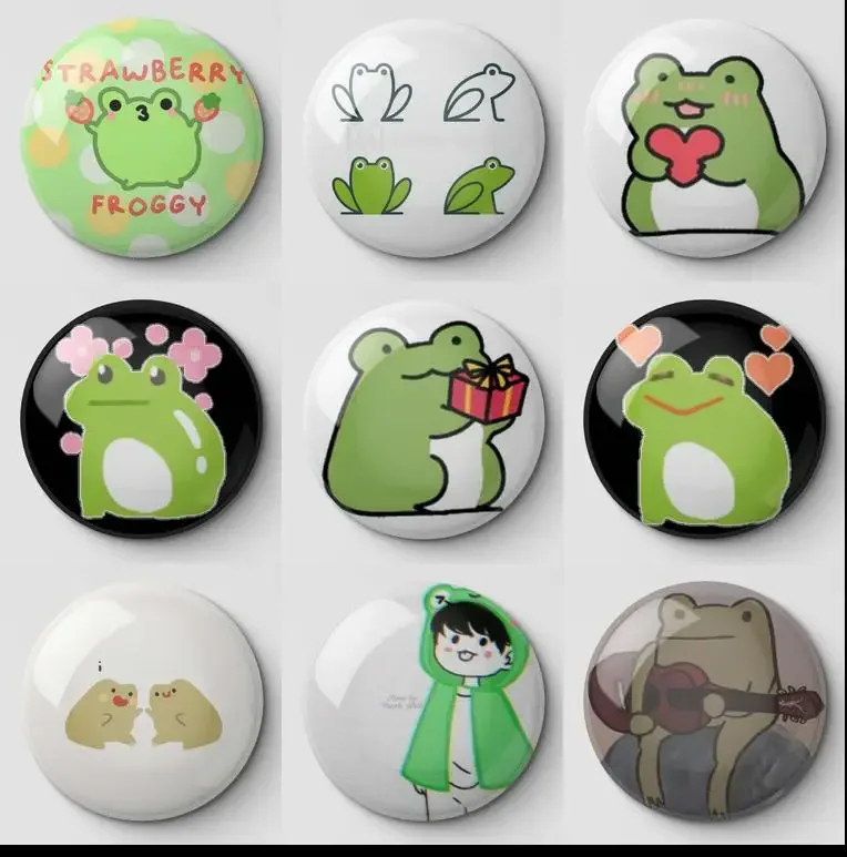 Frog Kawaii Strawberry Froggy Green Ios Strawber On Soft Button Pin Customizable Creative Clothes Lover Cartoon Funny Cute