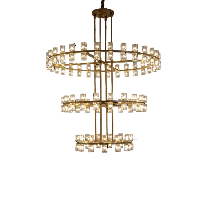 

American ceiling white crystals chandelier for restaurant, Living Room lighting, lustre dimmable, height adjustable