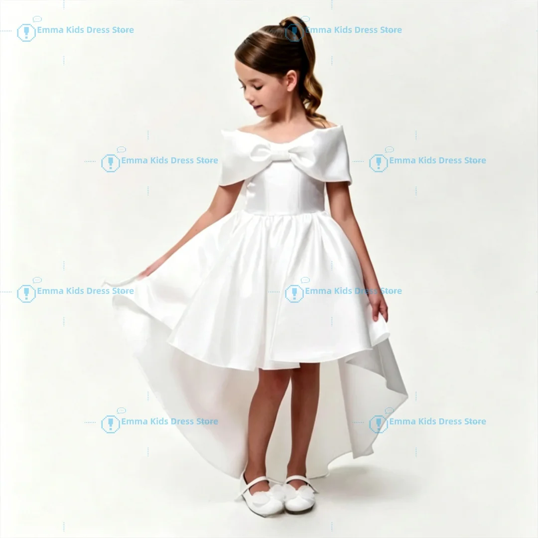 

Elegant Children's Party Dress Satin Long Sleeves WeddingBlack Straps Suitable For Formal Occasions Birthday Parties 4.5 2