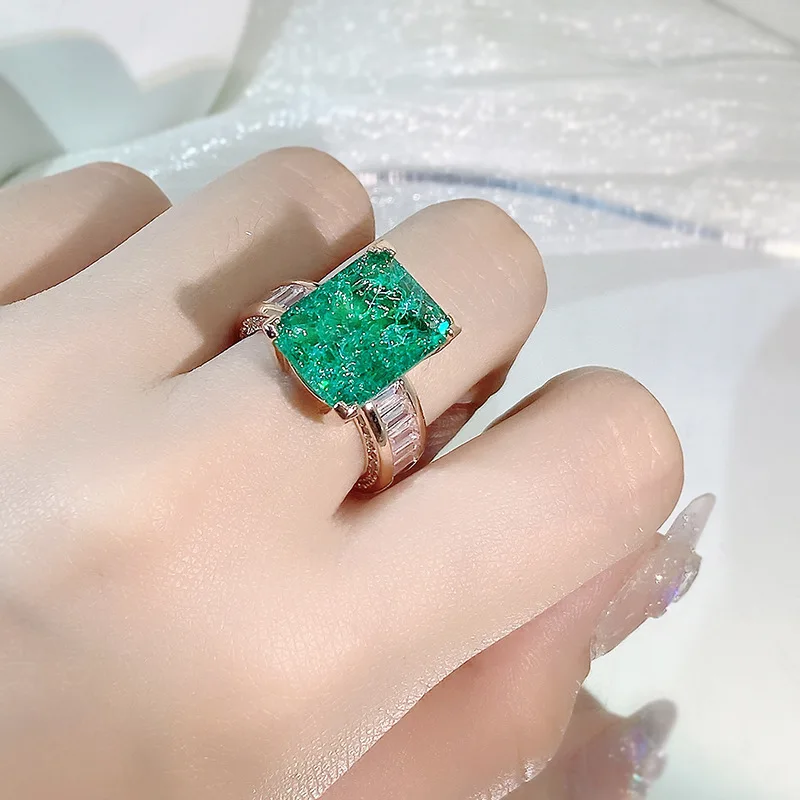 Bague de couple Paraiba en or 18 carats pour femme, argent S925, émeraude, plein de diamants, cadeau de fiançailles, bijoux, nouvelle mode, 2022
