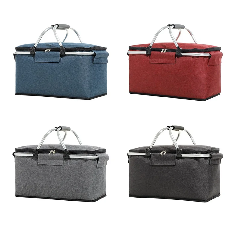 Super Large Outdoor Picnic Basket Cooler Case Box Thermal Insulated Bag Collapsible Foldable Aluminum Frame Waterproof Foil