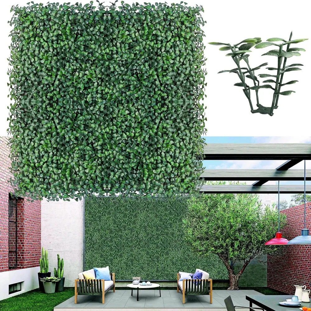 

Artificial Boxwood Fence Board: 20 X 20 in 26P UV Resistant Green Grass Wall Backboard with Denser Density