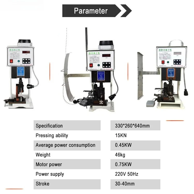 Motor Power 0.75KW Semi Automatic Press Terminales OTP Ring Tube Flag Spade Blade Y U Type Terminal for Crimping Machine