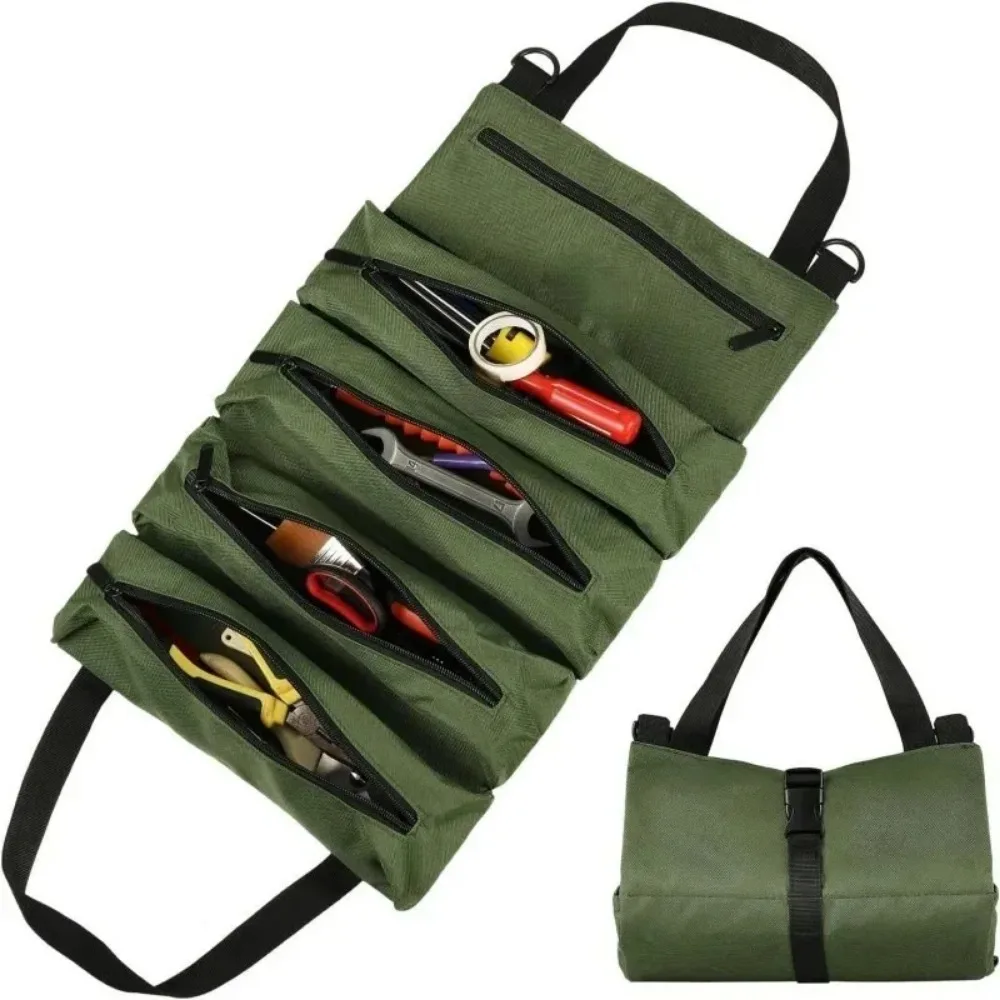 

Multi Tool Organizer All in One Garage Storage for Mechanics Electricians Carpenters Heavy Duty Roll Up Tool Bag Oxford Fabric
