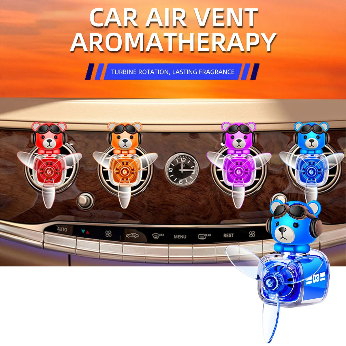 

Car Exhaust Vent Aromatherapy Glasses Bear Air Outlet Rotatable Fan Vent Clips Air Freshener For Removing Odor Air Outlet Clip