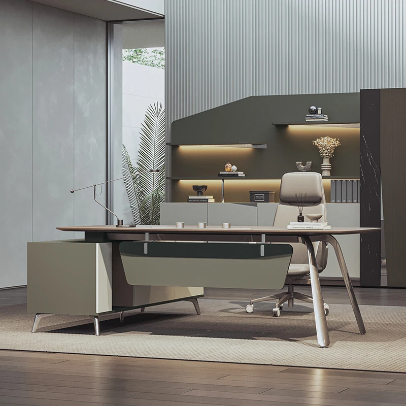 

Minimalist Modern Office Desk President Luxury Designer Reception L Shape Desk Aesthetic Office Furniture Bureau De Travail FYOD
