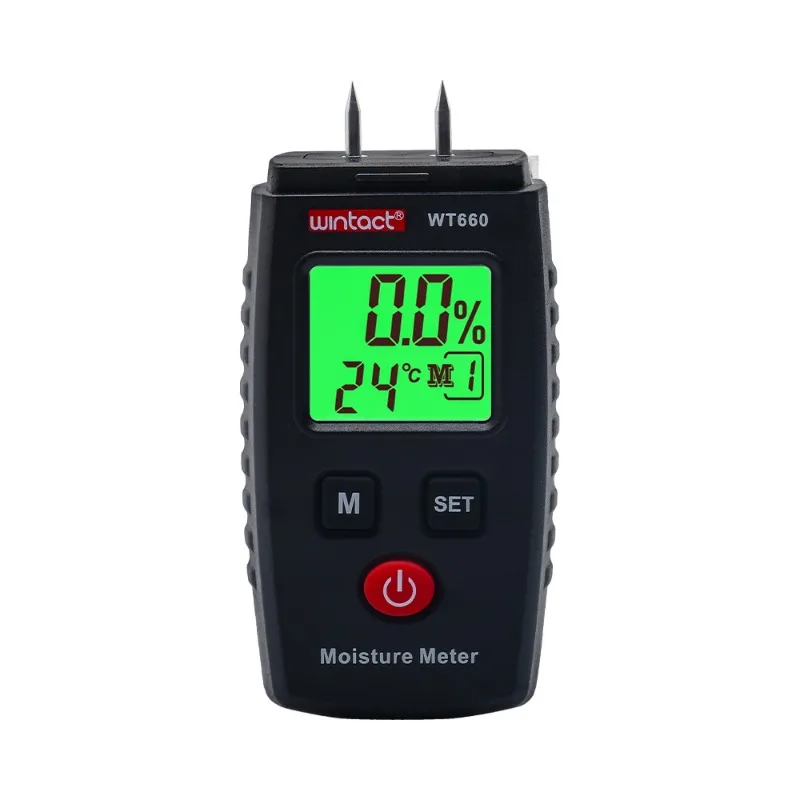 WT660 Digital Wood Moisture Meter HD LCD Detector Gauge Test Water Ratio for Timber Construction Stuff Paper Sheets Carton